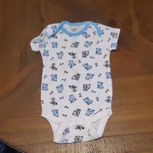 🐻  Gray and Blue Cartoon Animal Bodysuit with Snap Closure